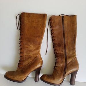 Steve Madden Leather Tall Heel Laced Boots Size 8
